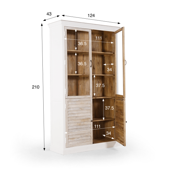 Buffet vitrine blanc en bois naturel - Sea side