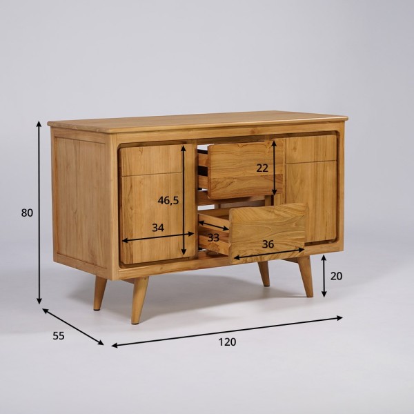 Meuble salle de bain en teck massif 120 cm - Pragati
