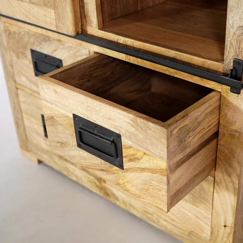 Buffet haut industriel bois et métal 90 cm - Paris