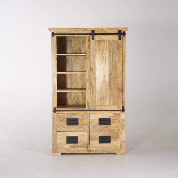 Buffet haut industriel bois et métal 90 cm - Paris