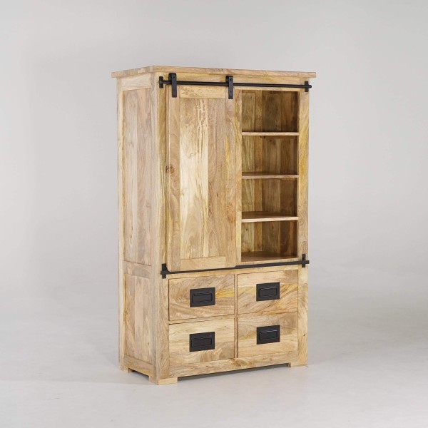 Buffet haut industriel bois et métal 90 cm - Paris