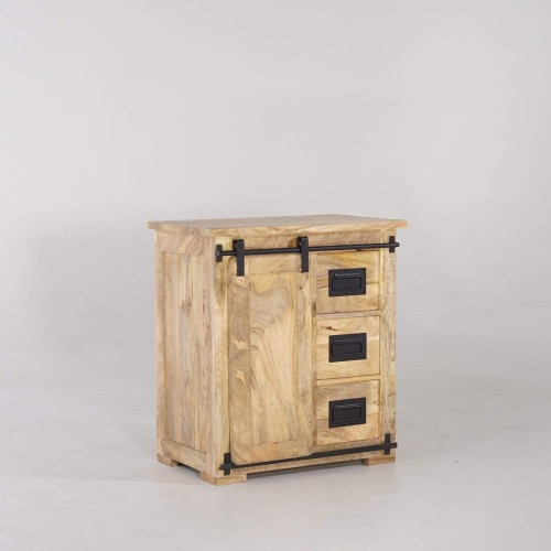 Petit buffet industriel en bois massif 70 cm - Paris