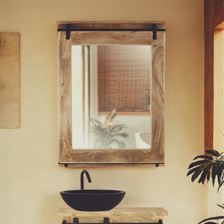 Miroir de salle de bain bois et métal 80 cm - Paris