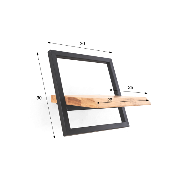 Etagère murale 30 cm bois et metal - Inclined