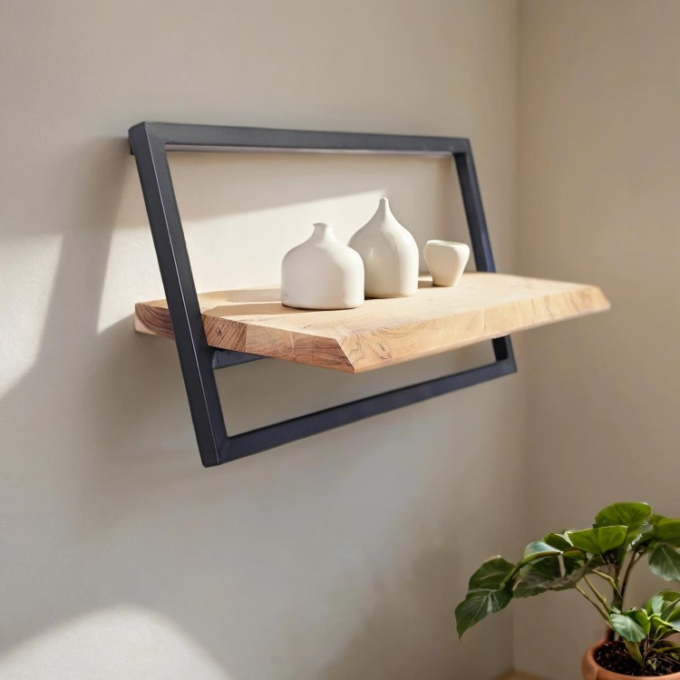Etagère murale 60 cm bois et metal - Inclined