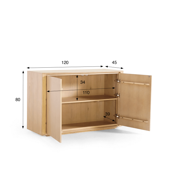 Buffet en chêne massif 2 portes  120 cm - Yseult