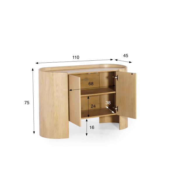 Buffet en chêne massif 2 portes 110 cm - Lago