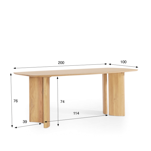 Table pour salle à manger en chêne massif 200 cm - Lago