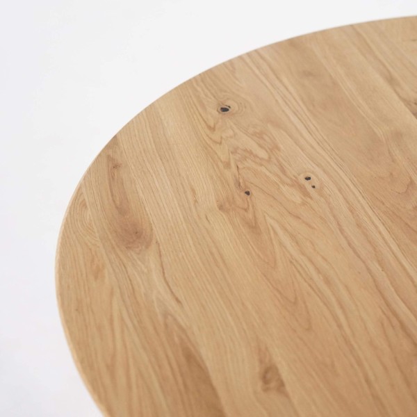 Table à manger ronde en bois massif de chêne 90 cm
