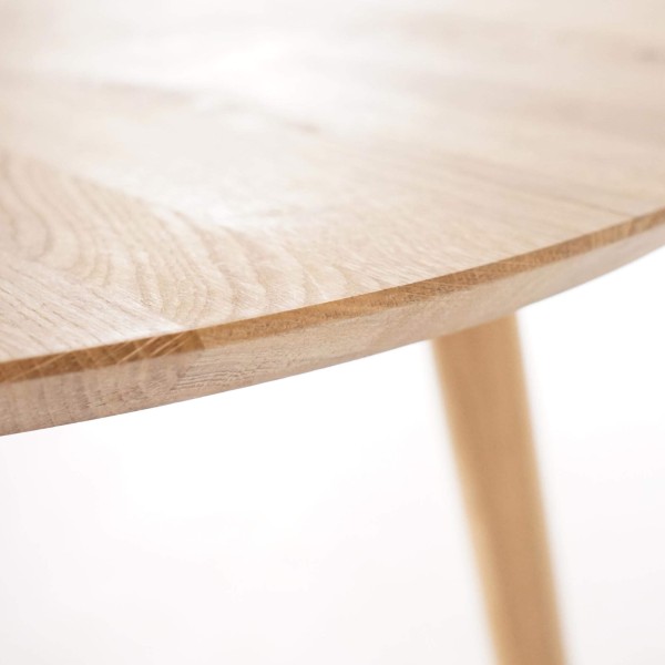 Table à manger ronde en bois massif de chêne 90 cm