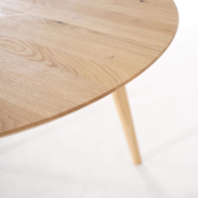 Table à manger ronde en bois massif de chêne 90 cm
