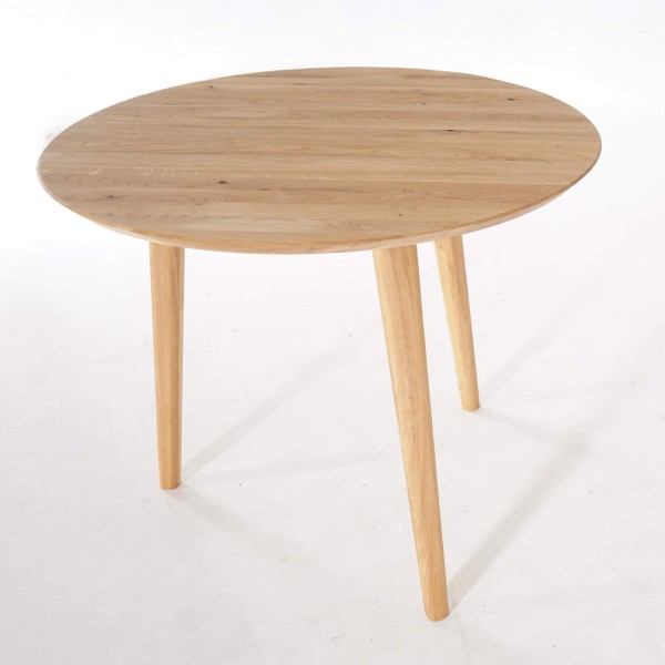 Table à manger ronde en bois massif de chêne 90 cm