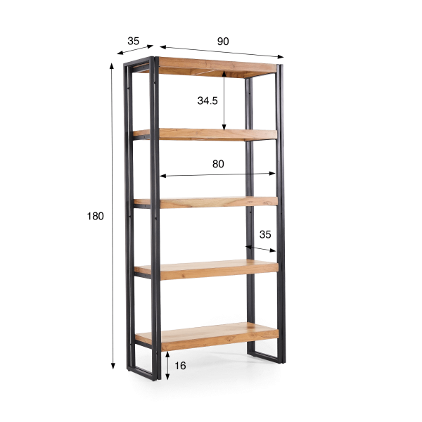 Colonne de rangement en bois massif et métal 90 x 180 - Liverpool