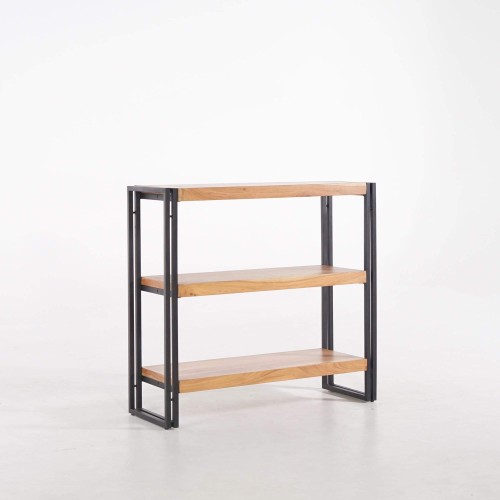 Etagère basse en bois massif et métal - Liverpool