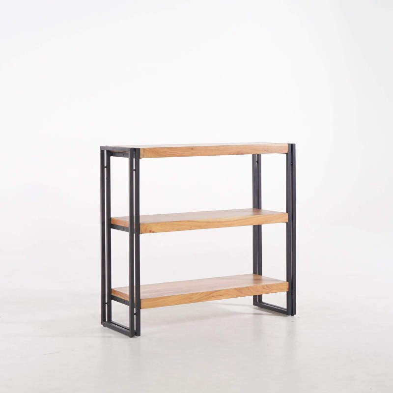 Etagère basse en bois massif et métal - Liverpool