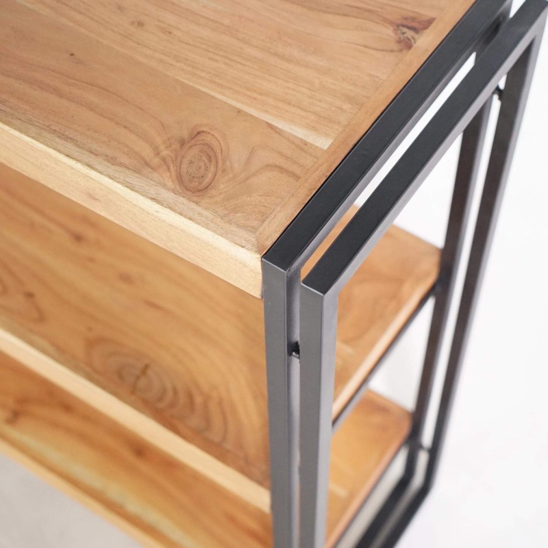 Etagère basse en bois massif et métal - Liverpool