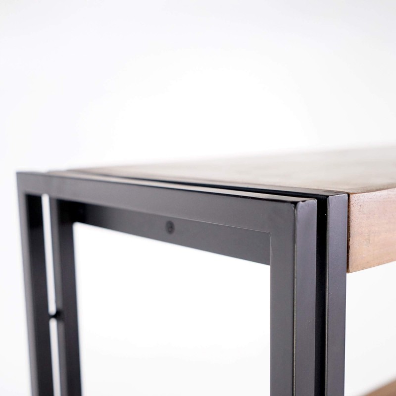 Etagère basse en bois massif et métal - Liverpool