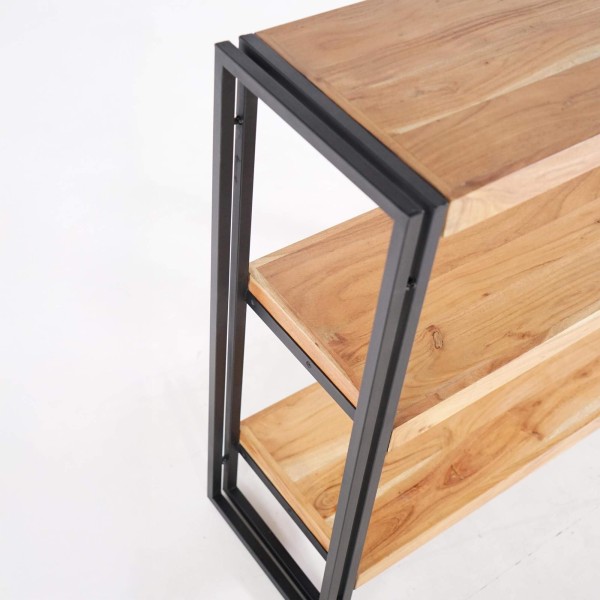 Etagère basse en bois massif et métal - Liverpool