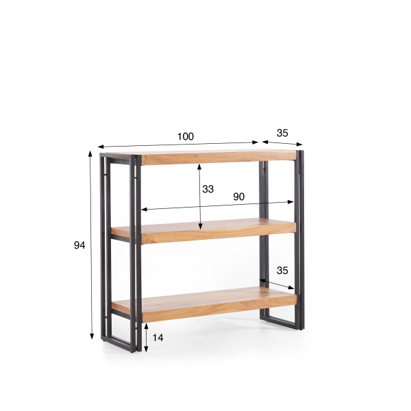Etagère basse en bois massif et métal - Liverpool