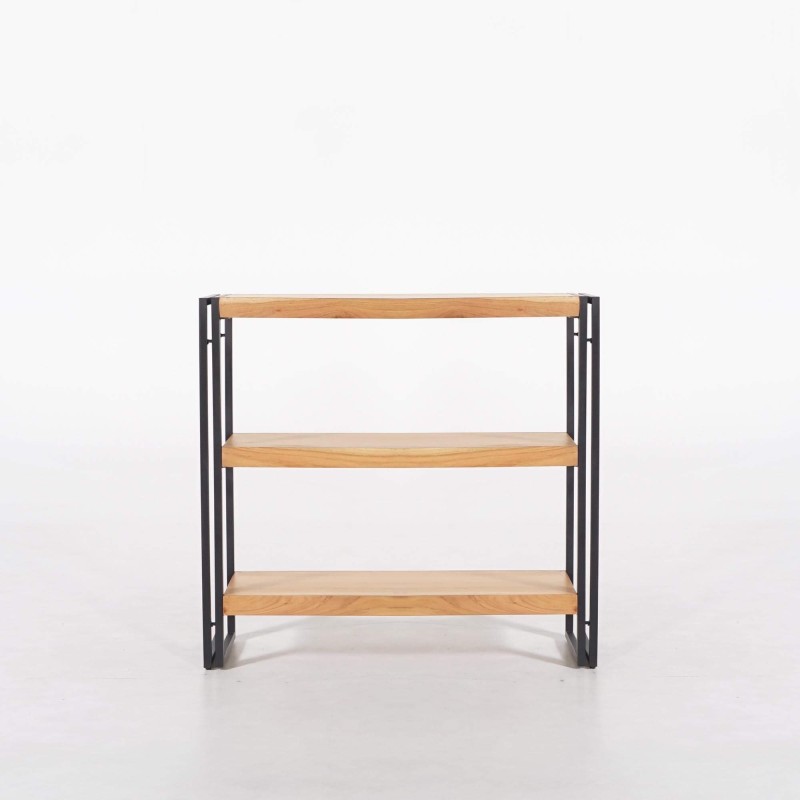Etagère basse en bois massif et métal - Liverpool