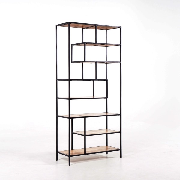 Etagère industrielle en métal noir et bois naturel 80 x 180 - Element