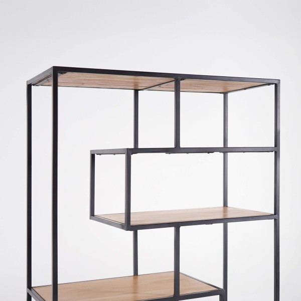 Etagère industrielle en métal noir et bois naturel 80 x 180 - Element