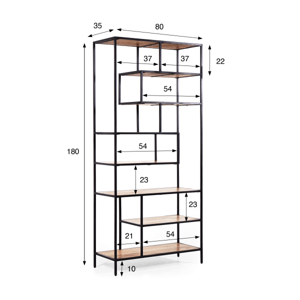 Etagère industrielle en métal noir et bois naturel 80 x 180 - Element