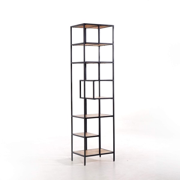 Etagère industrielle en métal noir et bois naturel 45 x 180 - Element
