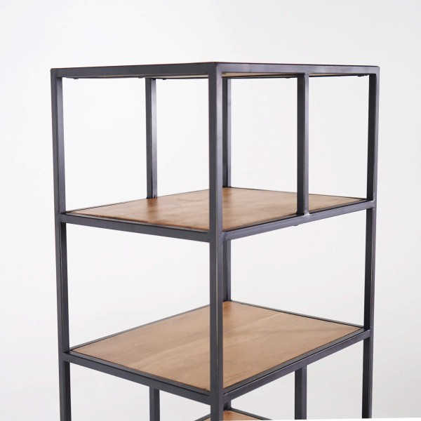 Etagère industrielle en métal noir et bois naturel 45 x 180 - Element