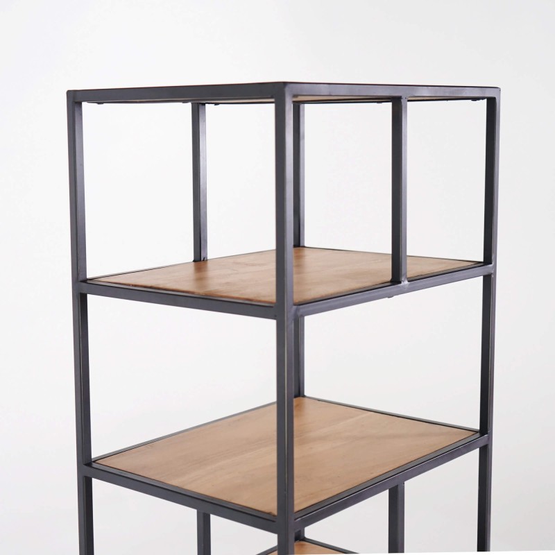 Etagère industrielle en métal noir et bois naturel 45 x 180 - Element