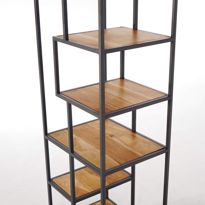 Etagère industrielle en métal noir et bois naturel 45 x 180 - Element