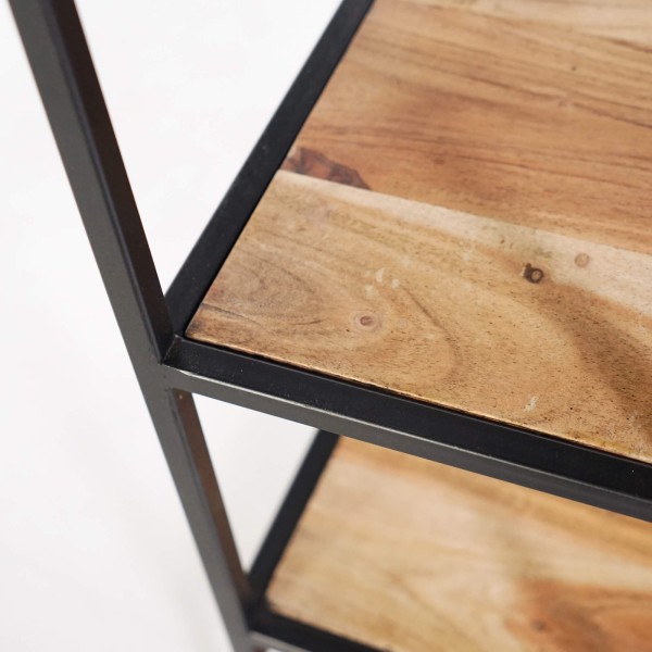 Etagère industrielle en métal noir et bois naturel 45 x 180 - Element