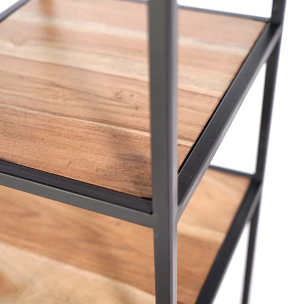 Etagère industrielle en métal noir et bois naturel 45 x 180 - Element