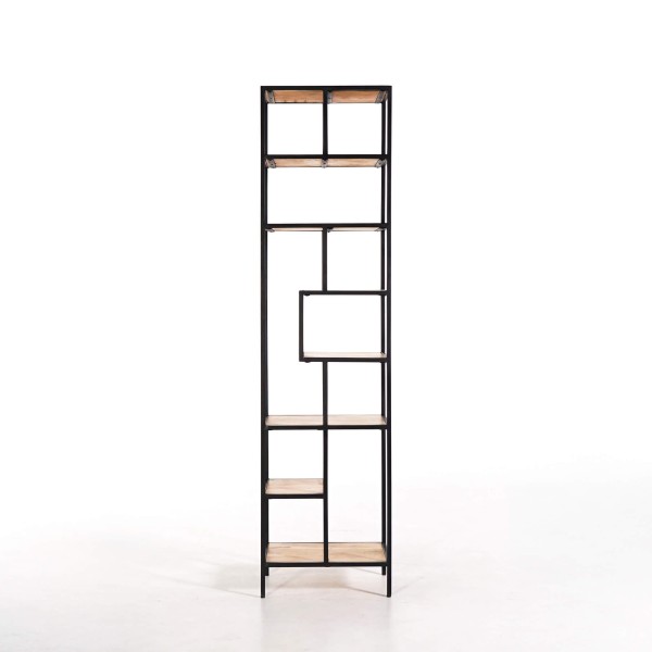 Etagère industrielle en métal noir et bois naturel 45 x 180 - Element