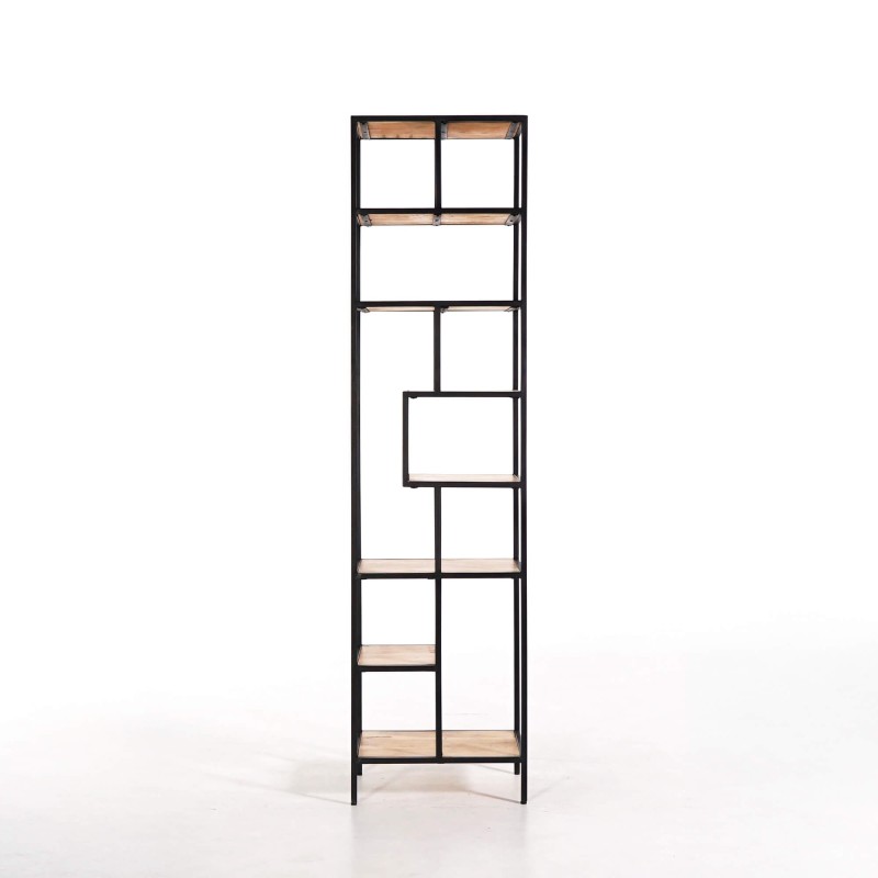 Etagère industrielle en métal noir et bois naturel 45 x 180 - Element