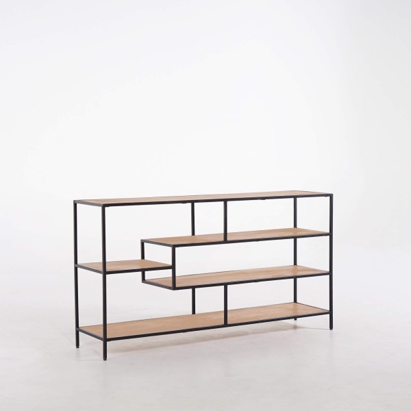 Etagère industrielle en métal noir et bois naturel 140 x 77 - Element