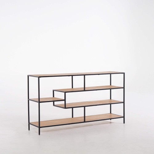 Etagère industrielle en métal noir et bois naturel 140 x 77 - Element