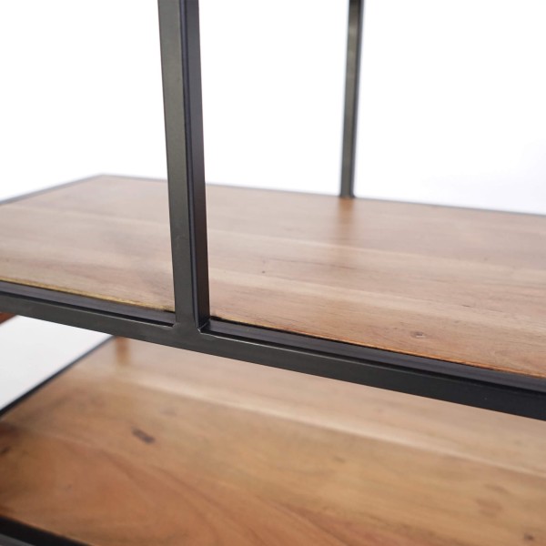 Etagère industrielle en métal noir et bois naturel 140 x 77 - Element