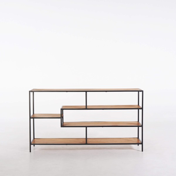 Etagère industrielle en métal noir et bois naturel 140 x 77 - Element