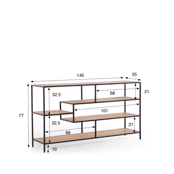 Etagère industrielle en métal noir et bois naturel 140 x 77 - Element