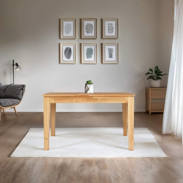 Table à manger rectangulaire en bois de chêne 120 x 80 cm avec allonge de 60 cm