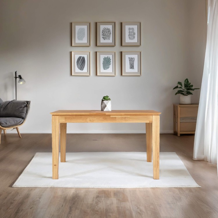 Table à manger rectangulaire en bois de chêne 120 x 80 cm avec allonge de 60 cm