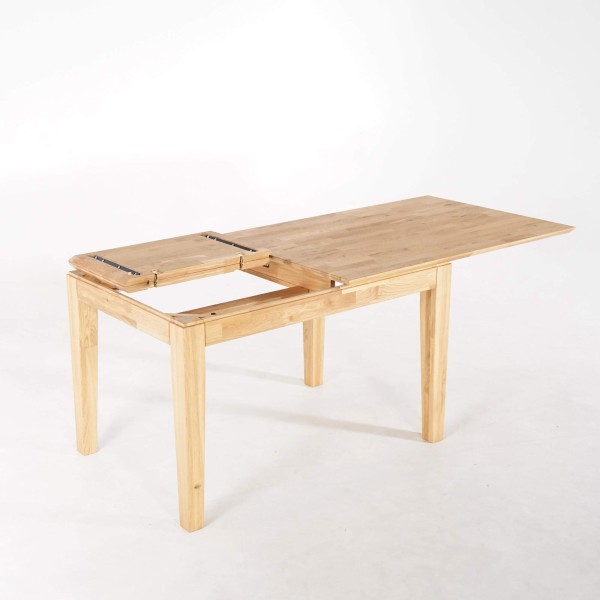 Table à manger rectangulaire en bois de chêne 120 x 80 cm avec allonge de 60 cm