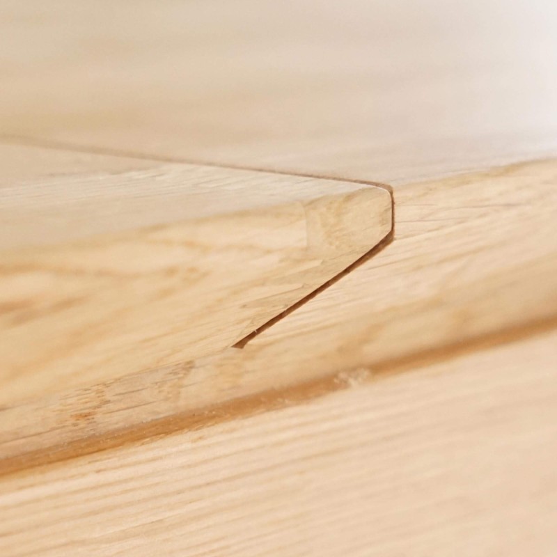 Table à manger rectangulaire en bois de chêne 120 x 80 cm avec allonge de 60 cm