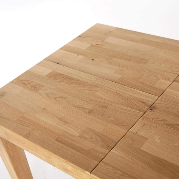 Table à manger rectangulaire en bois de chêne 120 x 80 cm avec allonge de 60 cm