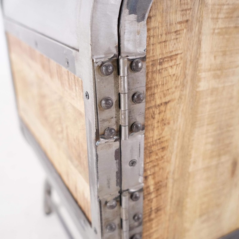 Meuble TV industriel en bois massif et métal 220 cm - Manchester