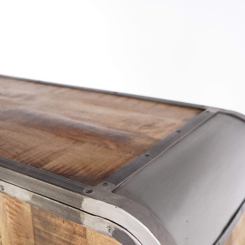 Armoire buffet industrielle en bois massif et métal 100 cm - Manchester