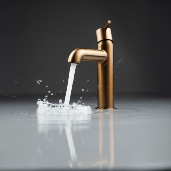 Robinet mitigeur thermostatique pour lavabo de salle de bain Silia, Bronze brossé