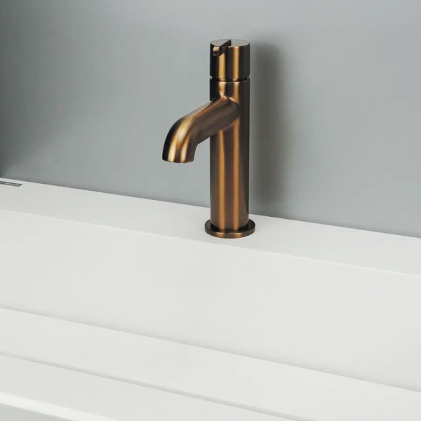 Robinet mitigeur thermostatique pour lavabo de salle de bain Silia, Bronze brossé