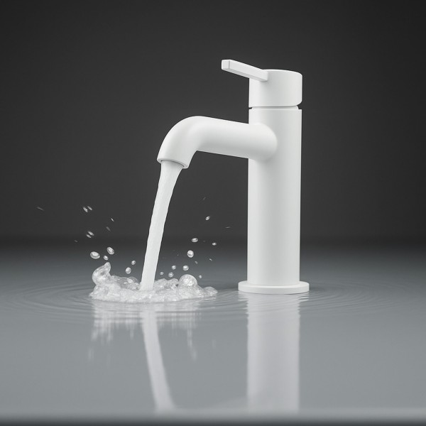 Robinet mitigeur thermostatique pour lavabo de salle de bain Silia, Bianco